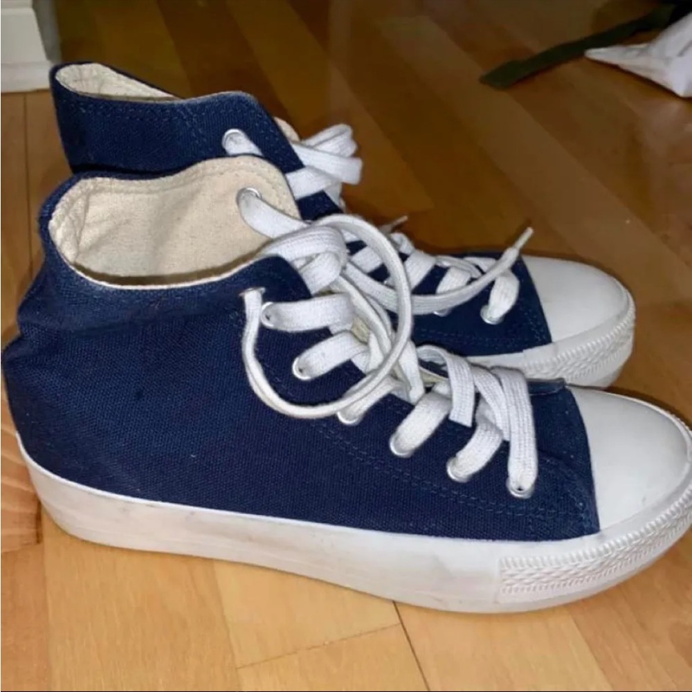 blue high top sneakers